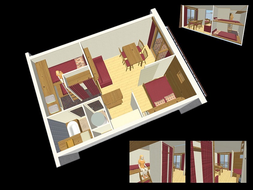 Vues 3D de la disposition qui optimise l'espace